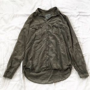 American Eagle Military Button Up, Olive, M